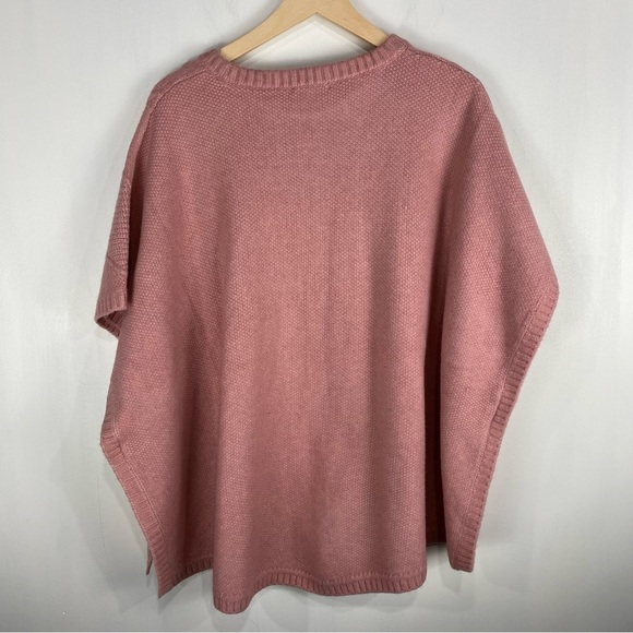 LOFT Ribbed Knit Wool Blend Pullover Poncho Shawl Sweater Blush Pink Size M/L - Picture 4 of 5